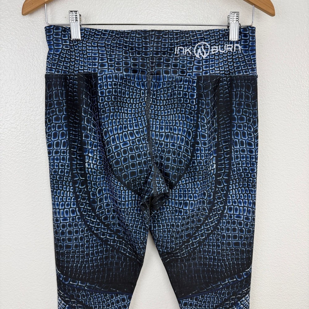 INKNBURN Leggings Mens 10 Blue Crocodile Skin Print Compression Athletic Tights - Picture 5 of 7